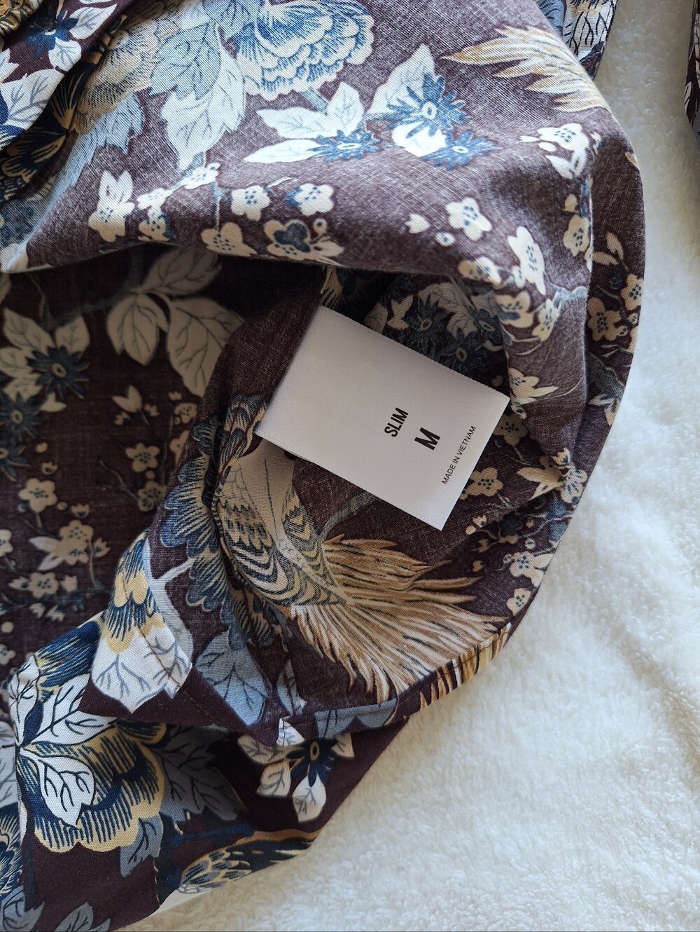 Express Slim Fit Men's Floral Bird Print Stretch Shirt Size M NWT - Picture 4 of 9